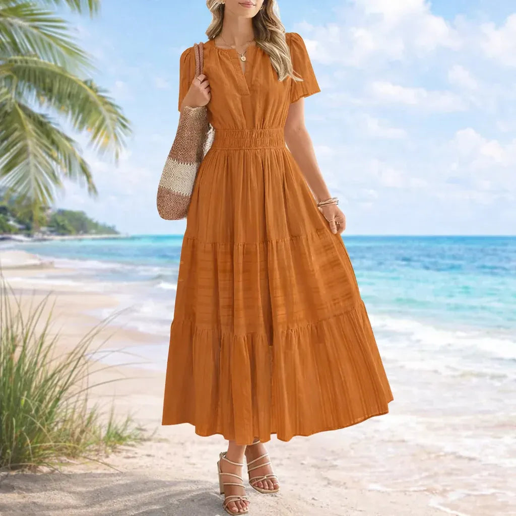 Women’s Flowy Smocked Waist Midi Dress