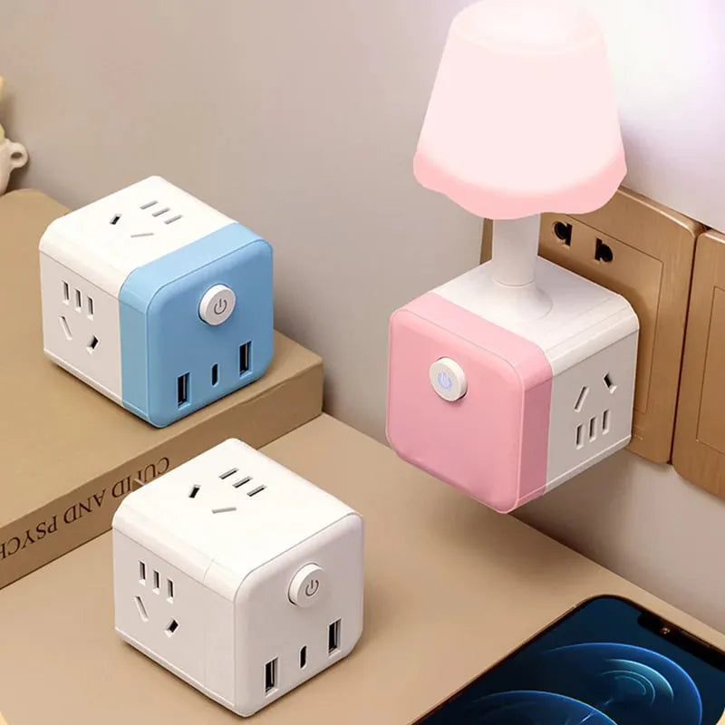 2-in-1 Plug-In LED Night Light with Power Outlet