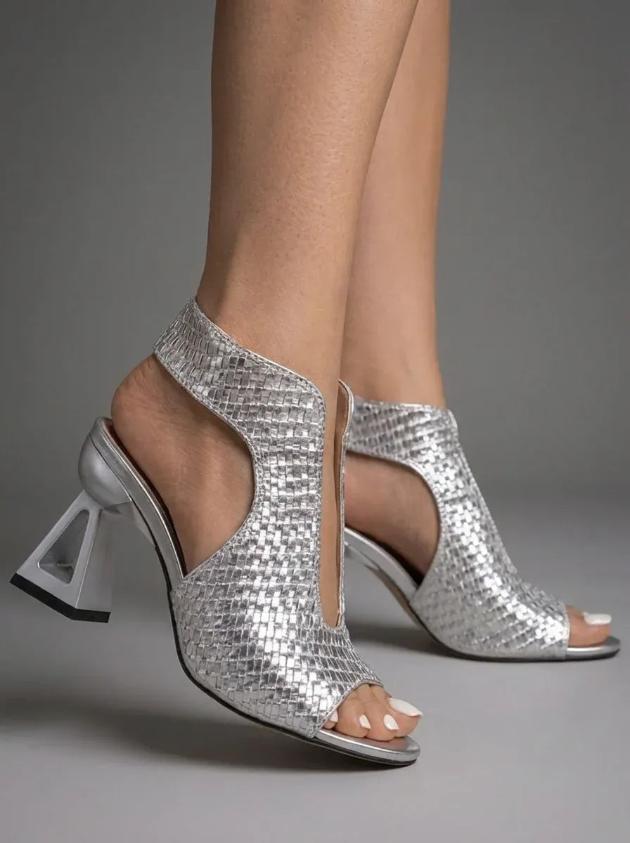Women's Braided Cutout Heeled Sandals