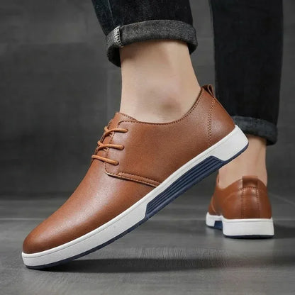 Men’s Casual Leather-Look Lace-Up Sneakers