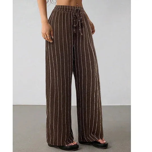 Women’s Striped Wide-Leg Drawstring Pants