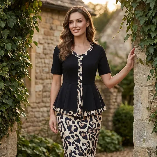 Women's Peplum Pencil Skirt Set