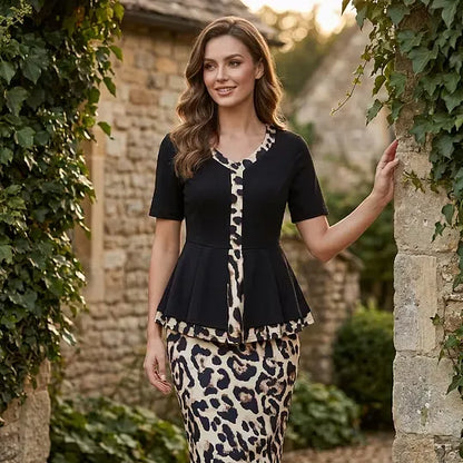 Women's Peplum Pencil Skirt Set