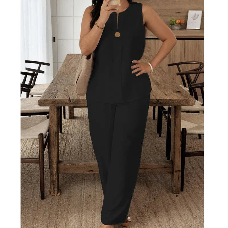 Women’s Sleeveless Wide-Leg Pants Set