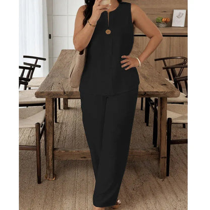 Women’s Sleeveless Wide-Leg Pants Set