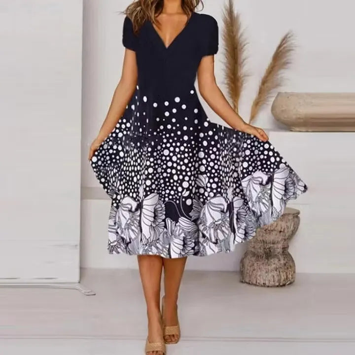 Women’s Floral V-Neck Midi Dress