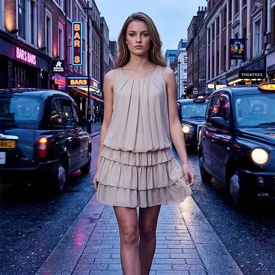 Women's Sleeveless Tiered Ruffle Mini Dress