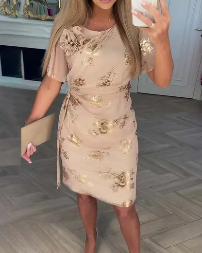 Women’s Floral Short Sleeve Midi Dress