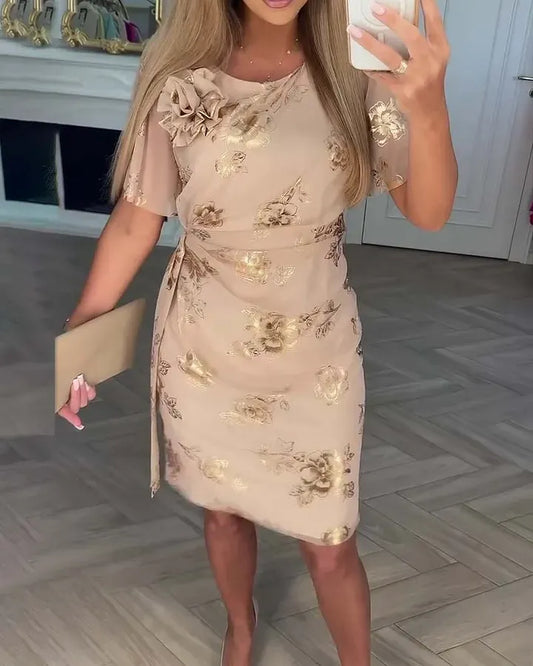 Women’s Floral Short Sleeve Midi Dress