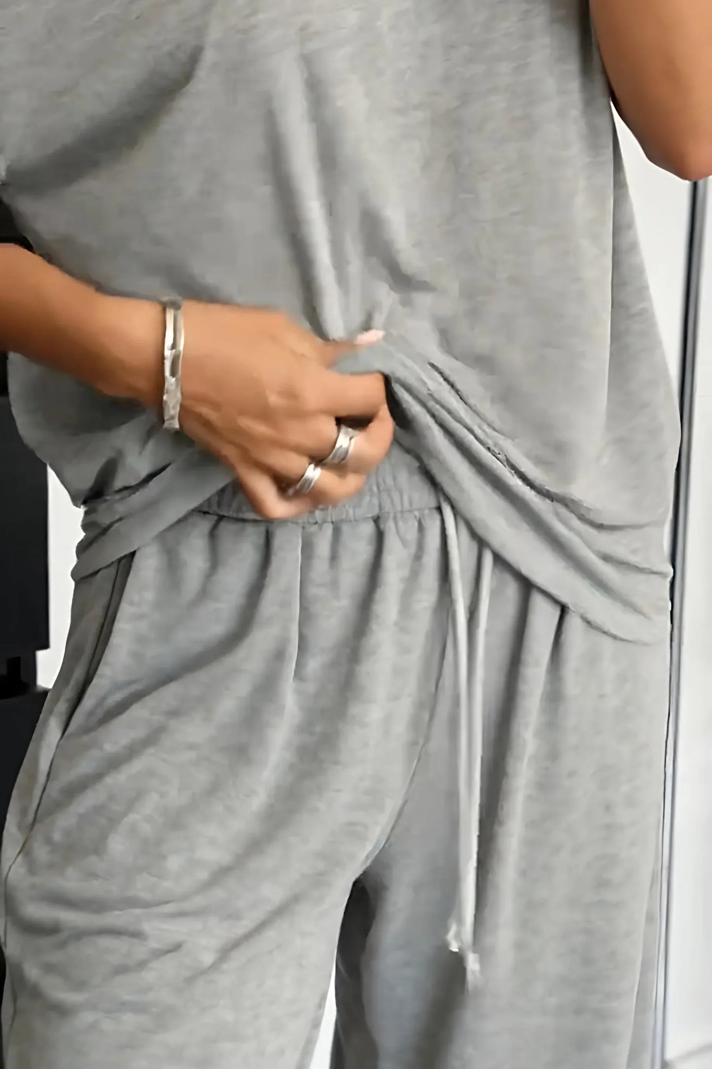 Women’s Off-Shoulder Lounge Top and Wide-Leg Pants Set