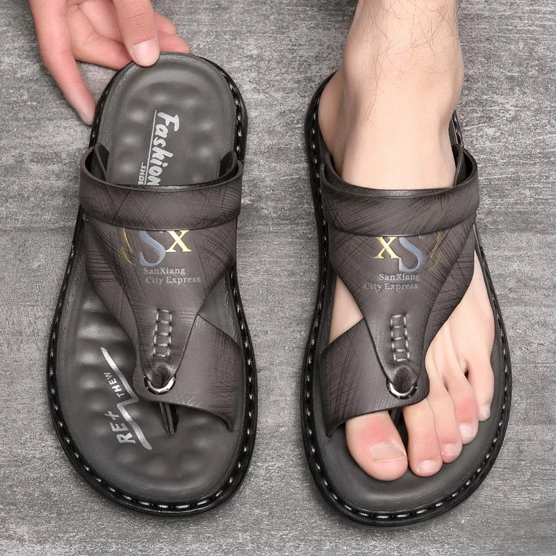 Men’s Leather-Look Comfort Thong Sandals