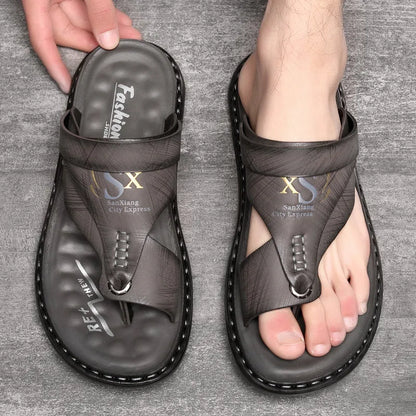 Men’s Leather-Look Comfort Thong Sandals