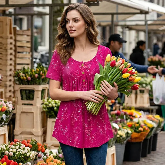 Women’s Floral Pleated Tunic Top