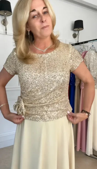 Elegant Sequin Top &amp; Midi Skirt Set