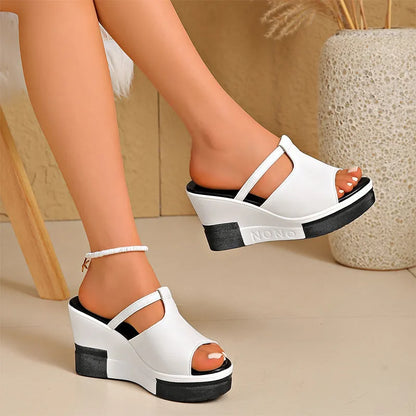 Women's Open Toe Wedge Slide Sandals