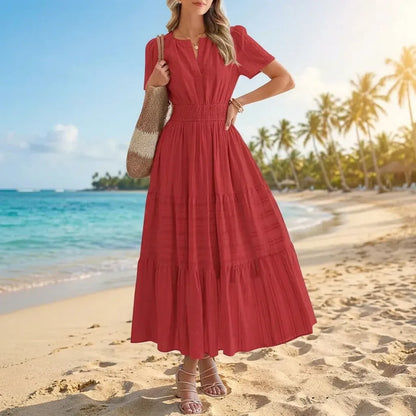 Women’s Flowy Smocked Waist Midi Dress
