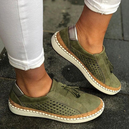Women’s Perforated Tassel Slip-On Shoes