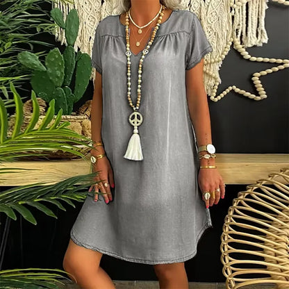 Women's Washed Denim Shift Dress