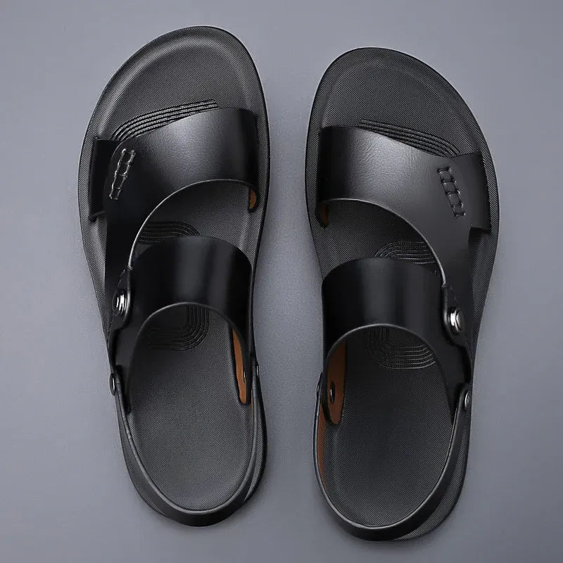 Men’s Adjustable Leather-Look Slingback Sandals
