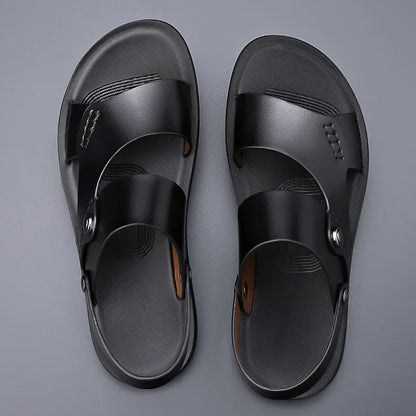Men’s Adjustable Leather-Look Slingback Sandals