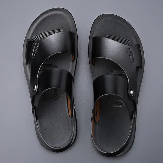 Men’s Adjustable Leather-Look Slingback Sandals