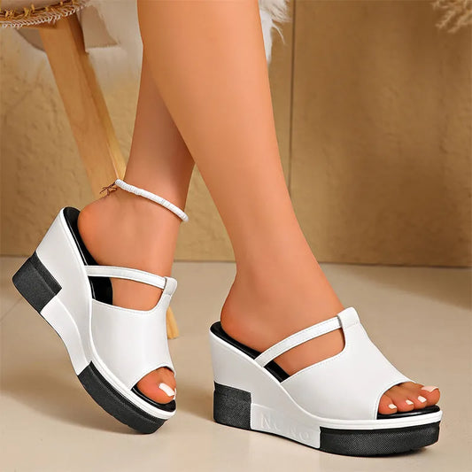 Women's Open Toe Wedge Slide Sandals
