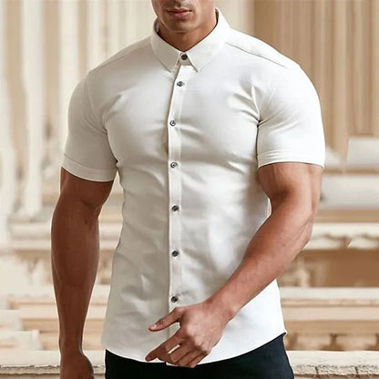 Men’s Short Sleeve Wrinkle-Resistant Button-Up Shirt