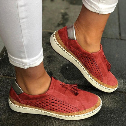 Women’s Perforated Tassel Slip-On Shoes