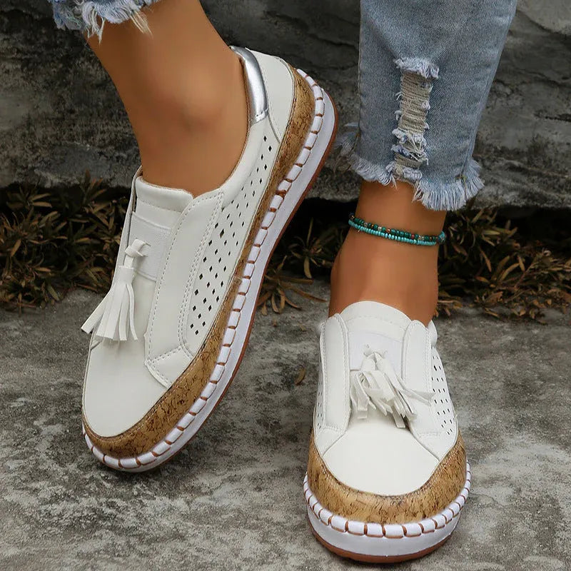 Women’s Perforated Tassel Slip-On Shoes