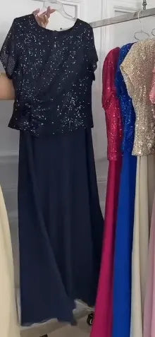 Elegant Sequin Top &amp; Midi Skirt Set