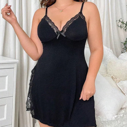 Women’s Lace Trim Sleeveless Chemise Nightgown