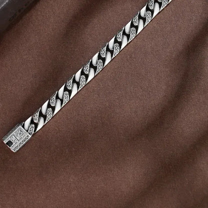 Men's 925 Sterling Silver Engraved Chain Bracelet