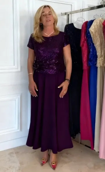 Elegant Sequin Top &amp; Midi Skirt Set