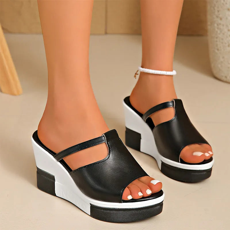 Women's Open Toe Wedge Slide Sandals