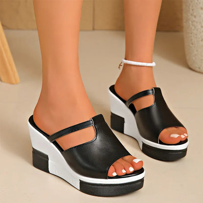 Women's Open Toe Wedge Slide Sandals
