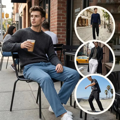 Men's Elastic Waist Straight Leg Drawstring Pants