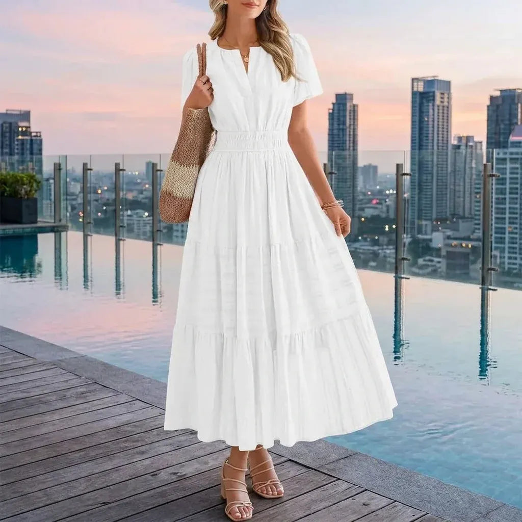 Women’s Flowy Smocked Waist Midi Dress