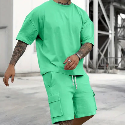 Men’s Relaxed Fit T-Shirt &amp; Cargo Shorts Set