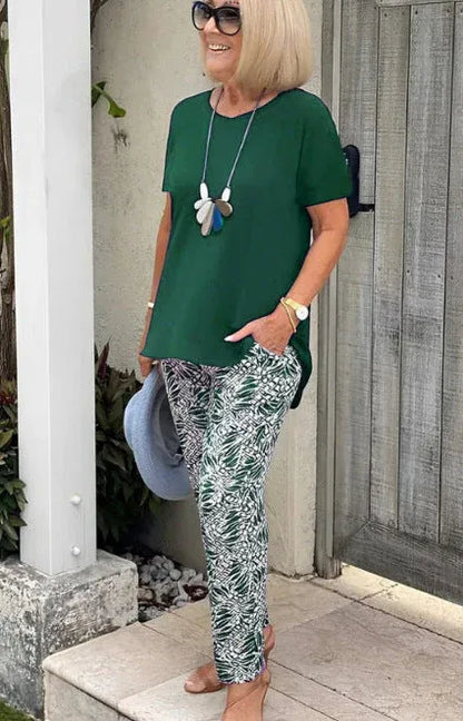 Women’s Casual Two-Piece Printed Pants Set