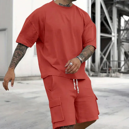 Men’s Relaxed Fit T-Shirt &amp; Cargo Shorts Set