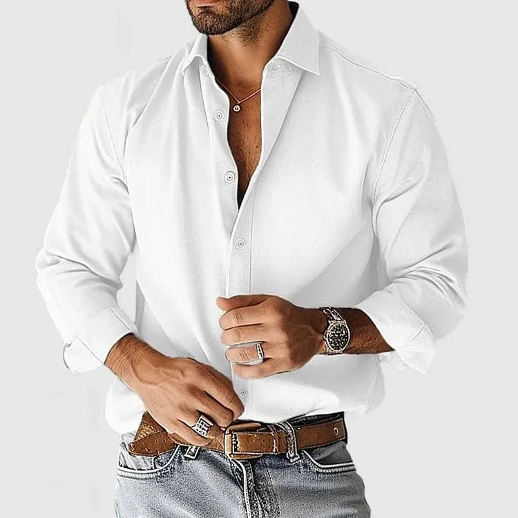 Men’s Relaxed Long Sleeve Button-Up Shirt