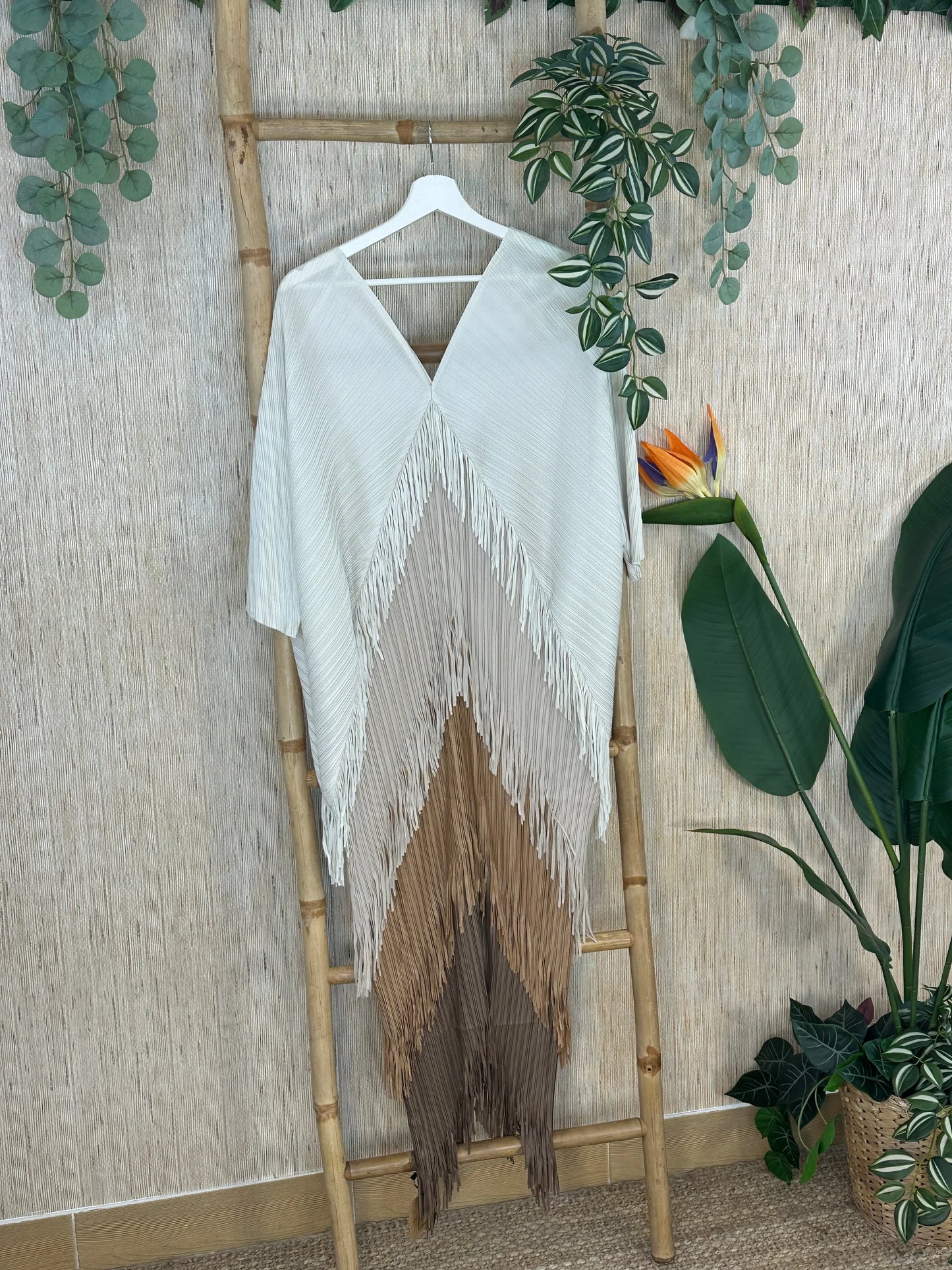 Women’s Ombre Pleated Fringe Maxi Dress