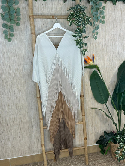 Women’s Ombre Pleated Fringe Maxi Dress