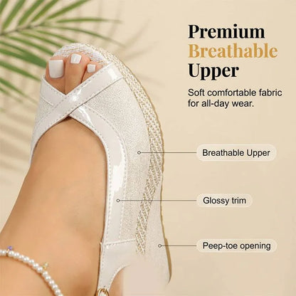 Women’s Peep-Toe Slingback Wedge Sandals