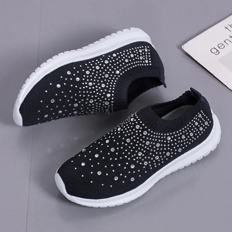 Women’s Rhinestone Knit Slip-On Sneakers