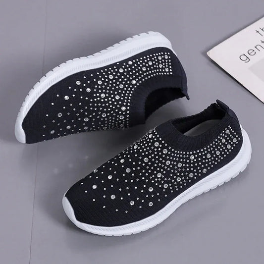 Women’s Rhinestone Knit Slip-On Sneakers