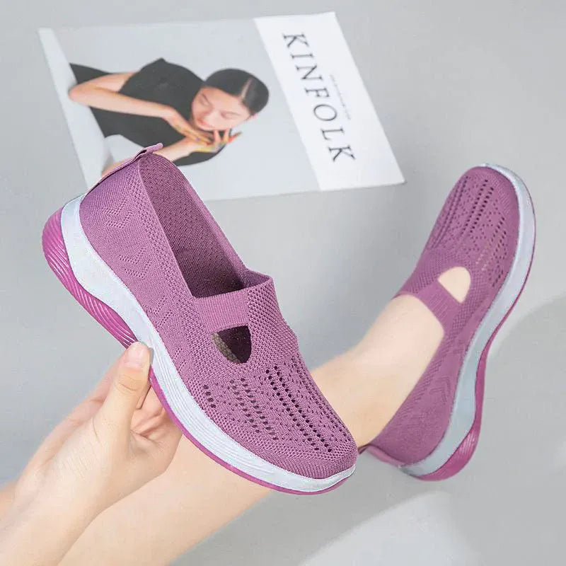 Women’s Breathable Knit Slip-On Walking Shoes