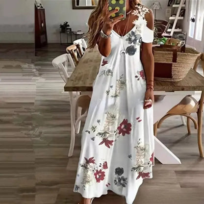 Women's Cold Shoulder Ombre Maxi Dress