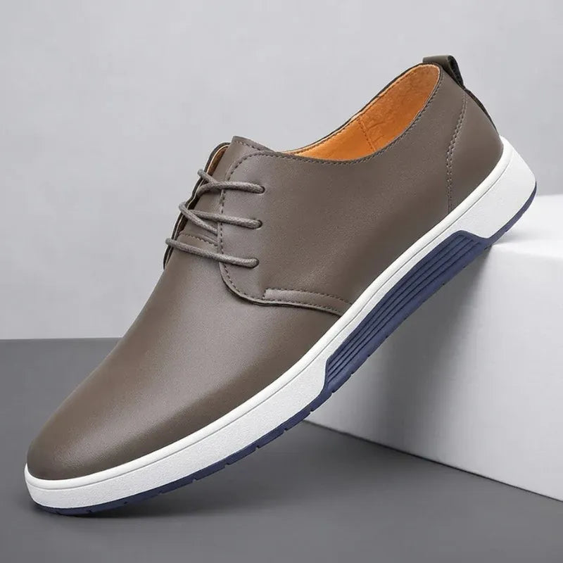 Men’s Casual Leather-Look Lace-Up Sneakers