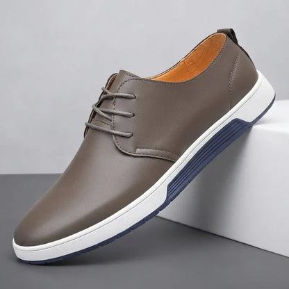 Men’s Casual Leather-Look Lace-Up Sneakers